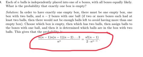 if n balls are distributed randomly into n boxes|n n balls probability.